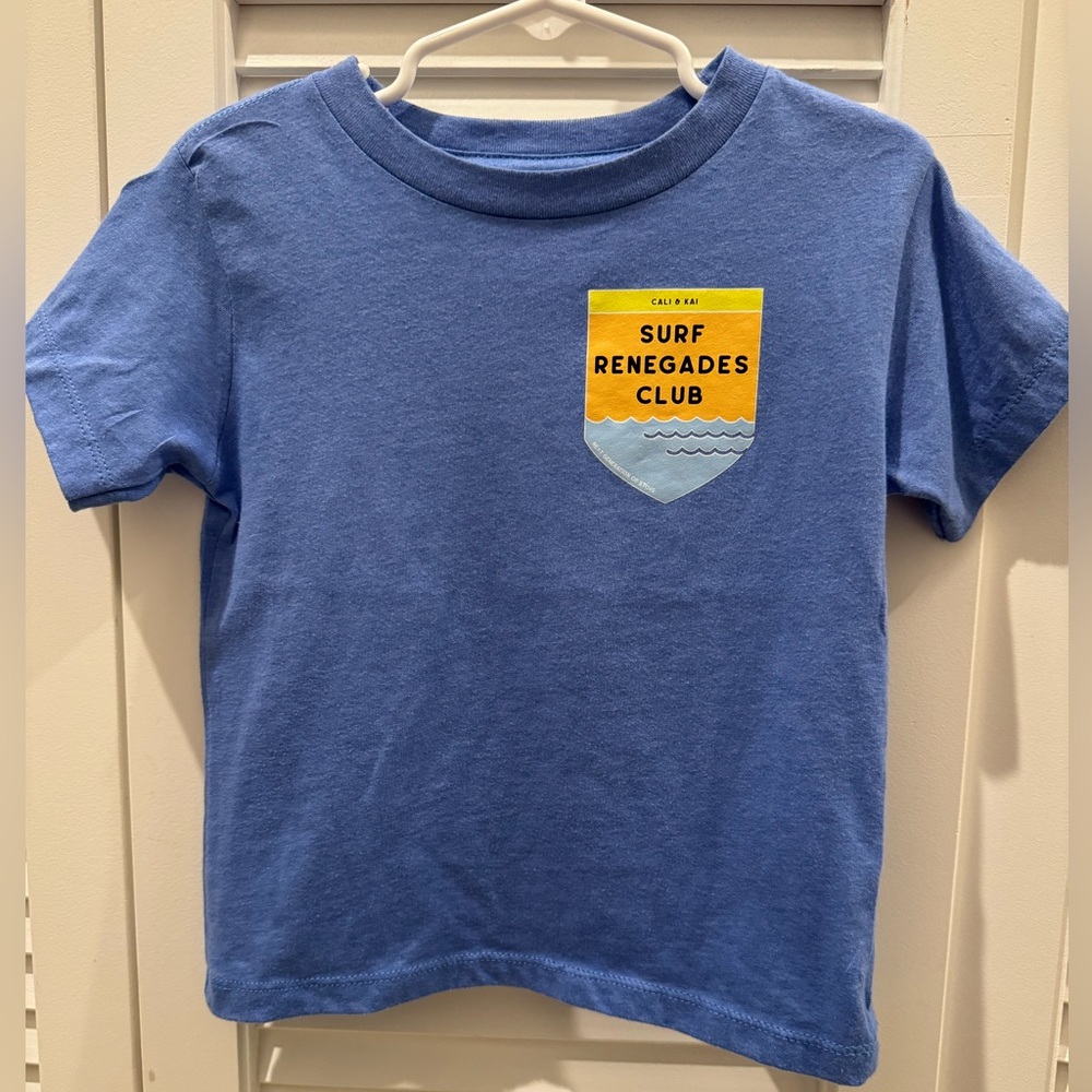 Blue and Yellow Short Sleeve Tee with Crew Neck